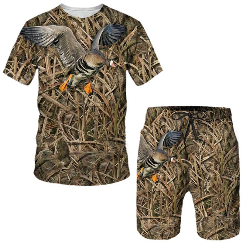 Camo Hunting Animal Tracksuit Camouflage 3D Print Men Fashion Short Sleeve T-Shirts Shorts Sets Streetwear Sportswear Kids Suits