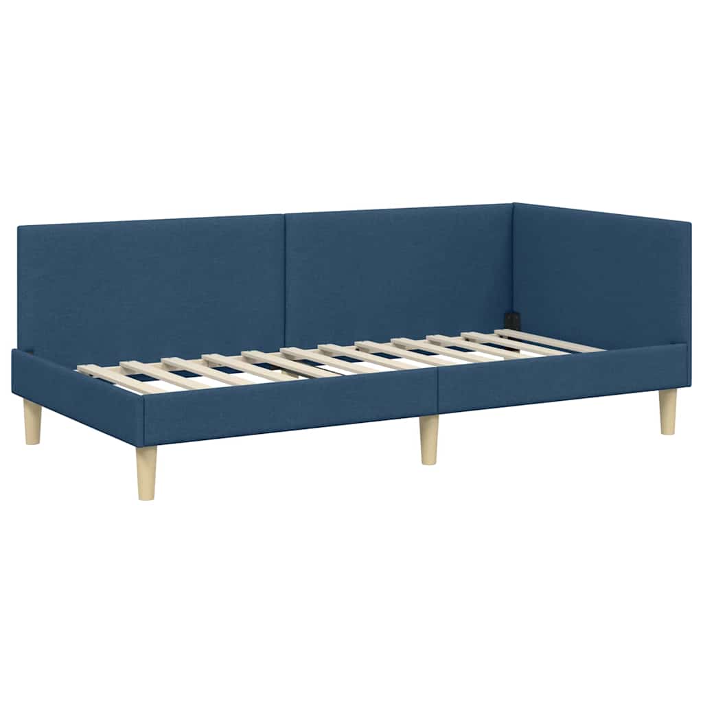 Corner Bed Frame with Mattress Other 2 Pcs Blue Fabric
