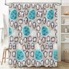 Cute Penguin Shower Curtain Waterproof Farmhouse Bathroom Decor Set Blue Gray Modern Coastal Ocean Animal Pattern Fabric Backdro
