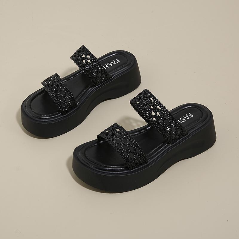 Women Wedge Sandals Hollow Cowhide Beach Sandals Ladies Non Slip Lightweight Platform Sandalias Mujer Casual Summer Shoe