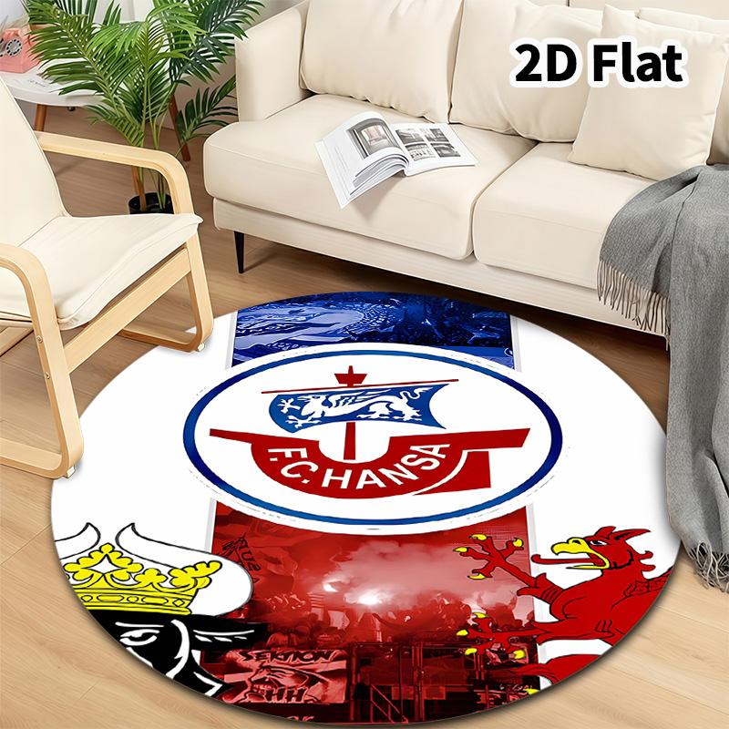 Fc Hansa Rostock Round Area Rug Carpet Rug For Living Room Bedroom Sofa Playroom Decor Nonslip Floor Mat
