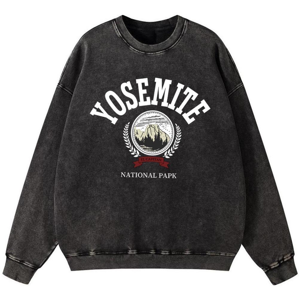 Yosemite National Papk Prints Girl Vintage Washed Cotton Sweatshirt Harajuku Comfortable Pullover Thin style Hoodies Tops