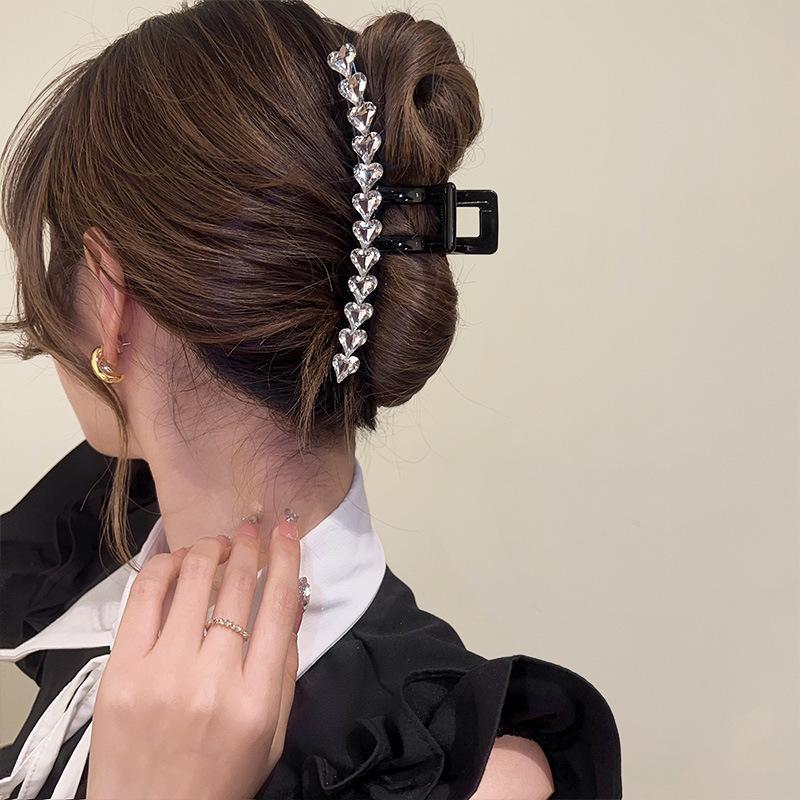 Temperamental Love Rhinestone Headdress Hairpin - Large Shark Clip for Women