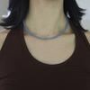 Modernlike Silver 925 Pure Blue Jade Necklace 4mm