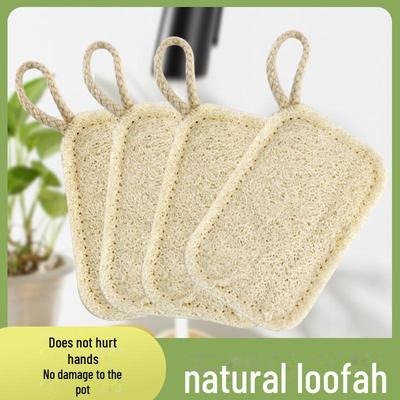 Eco-Friendly Loofah Kitchen Cleaning Set: Durable Pot & Cup Brushes, Scouring Pad.