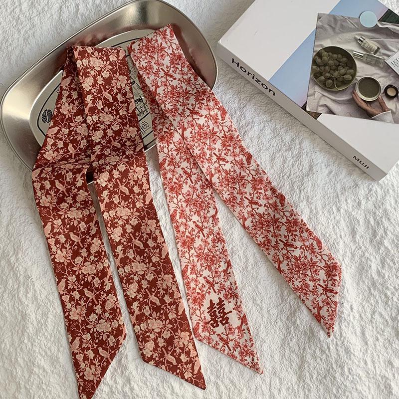 Silk Scarf, Long Strip, High-end Sense, Summer New Thin and Narrow Tied Hair, Tied Bag, Headband, Neck, Small Scarf, Decorative Belt.