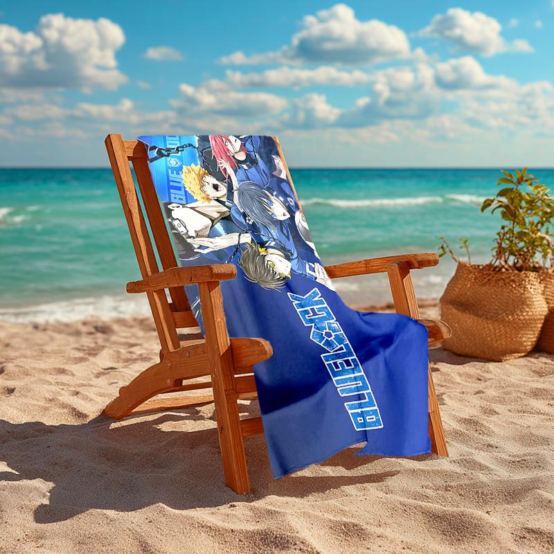 1pc Blue Lock Team Spirit Cartoon Quick Dry Microfiber Bath Towel for Swimming Surfing Camping Unisex Holiday. SJT720151