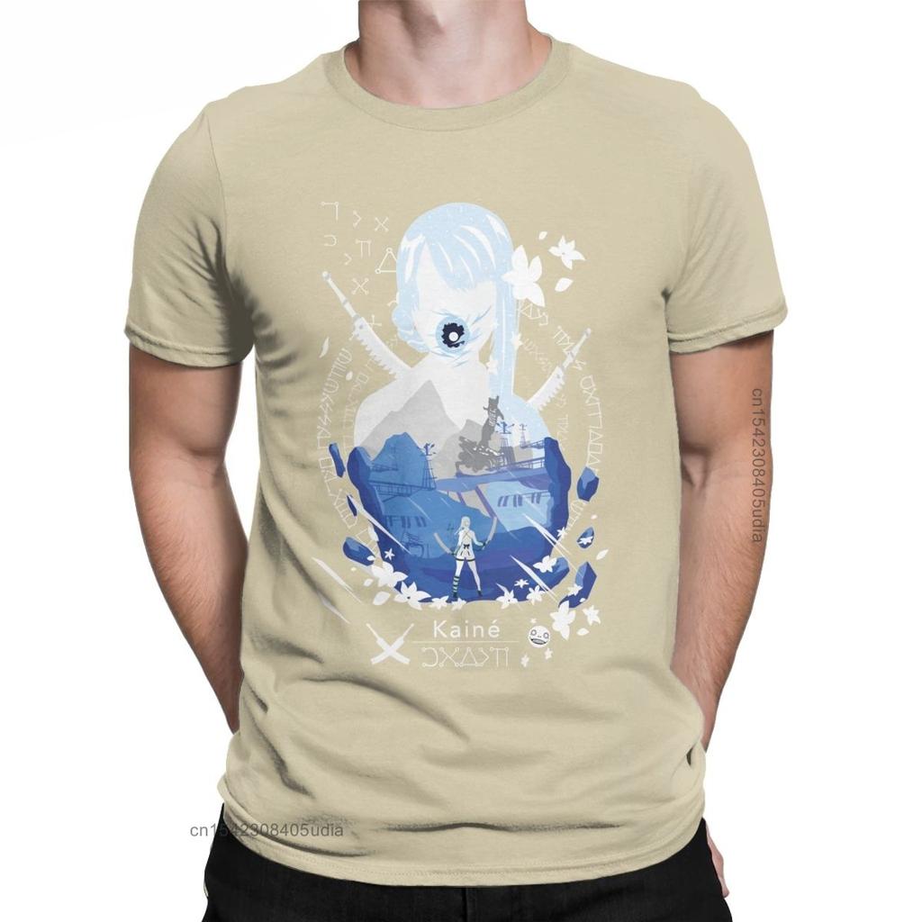 Kaine T-Shirt Men Nier Replicant Automata Game Funny Cotton Tees Vintage Oversized T Shirt Camisa Streetwear