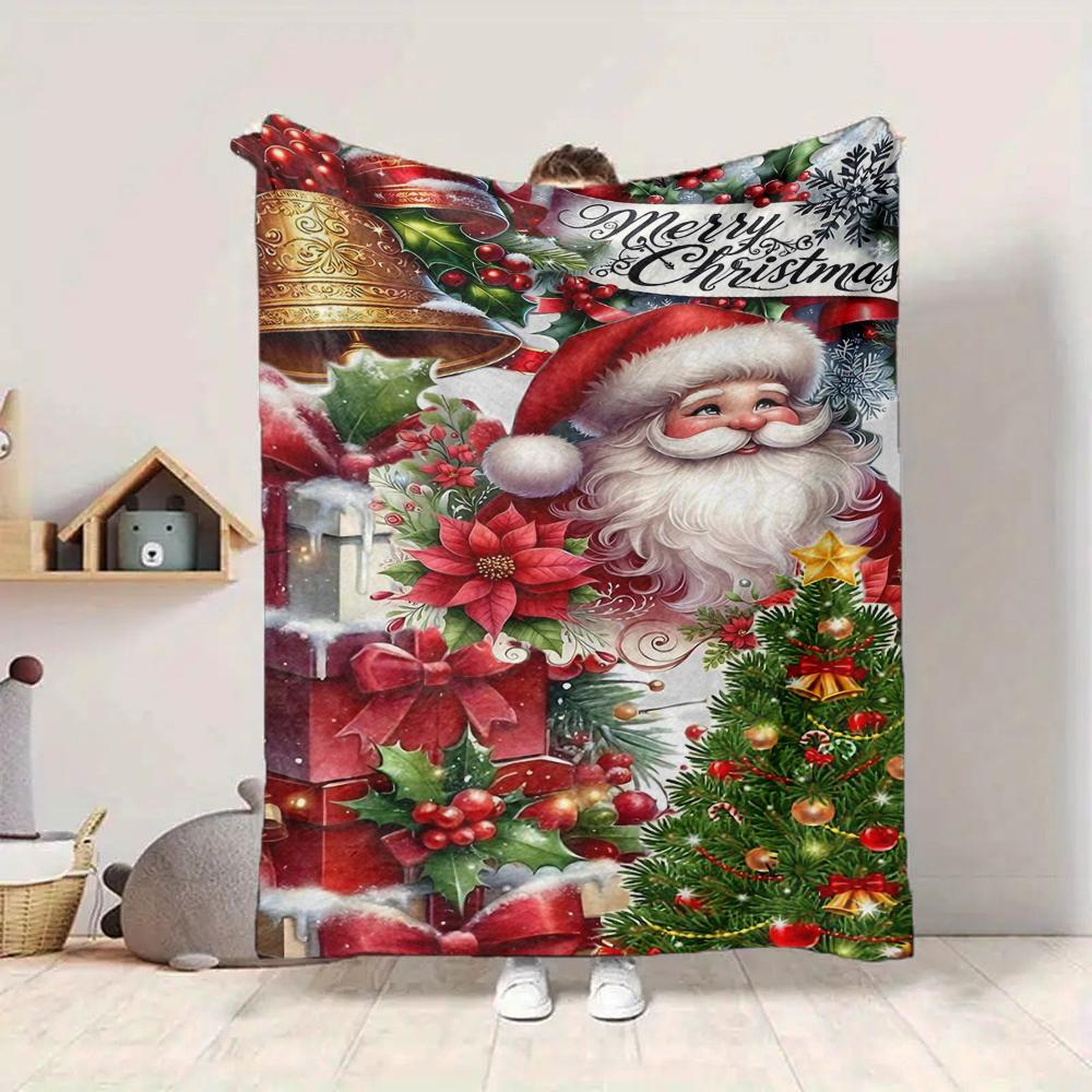 1Pc Christmas Holiday Icons Set Blanket Soft And Comfortable Casual Warm Camping Travel Christmas Halloween Gift M91740