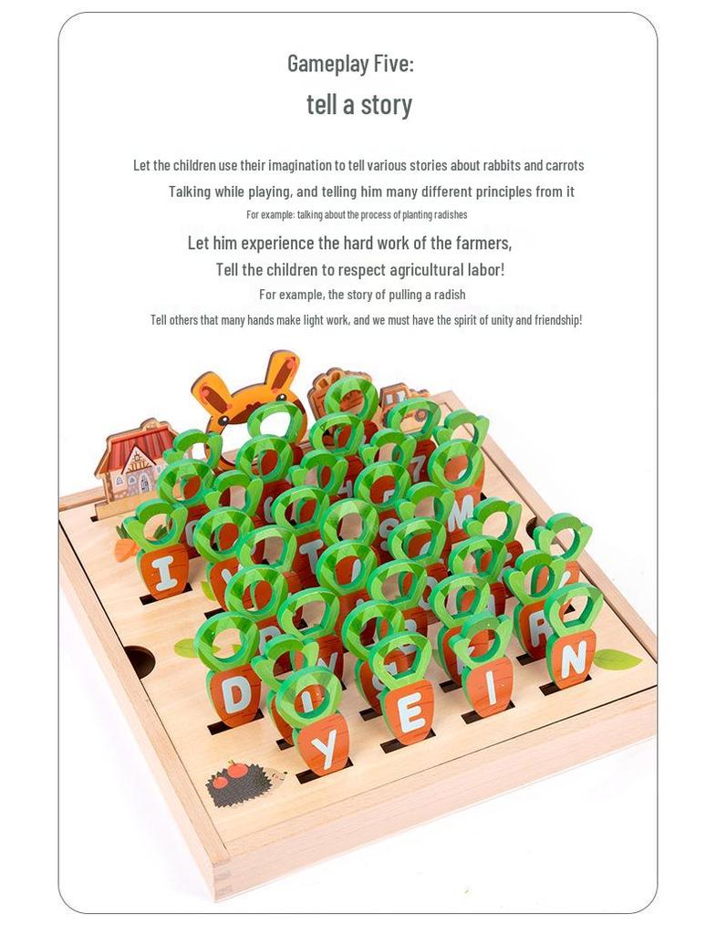 Little Rabbit Radish Pull Puzzle: Early Education, Memory Training, Interlocking Building Blocks Toy