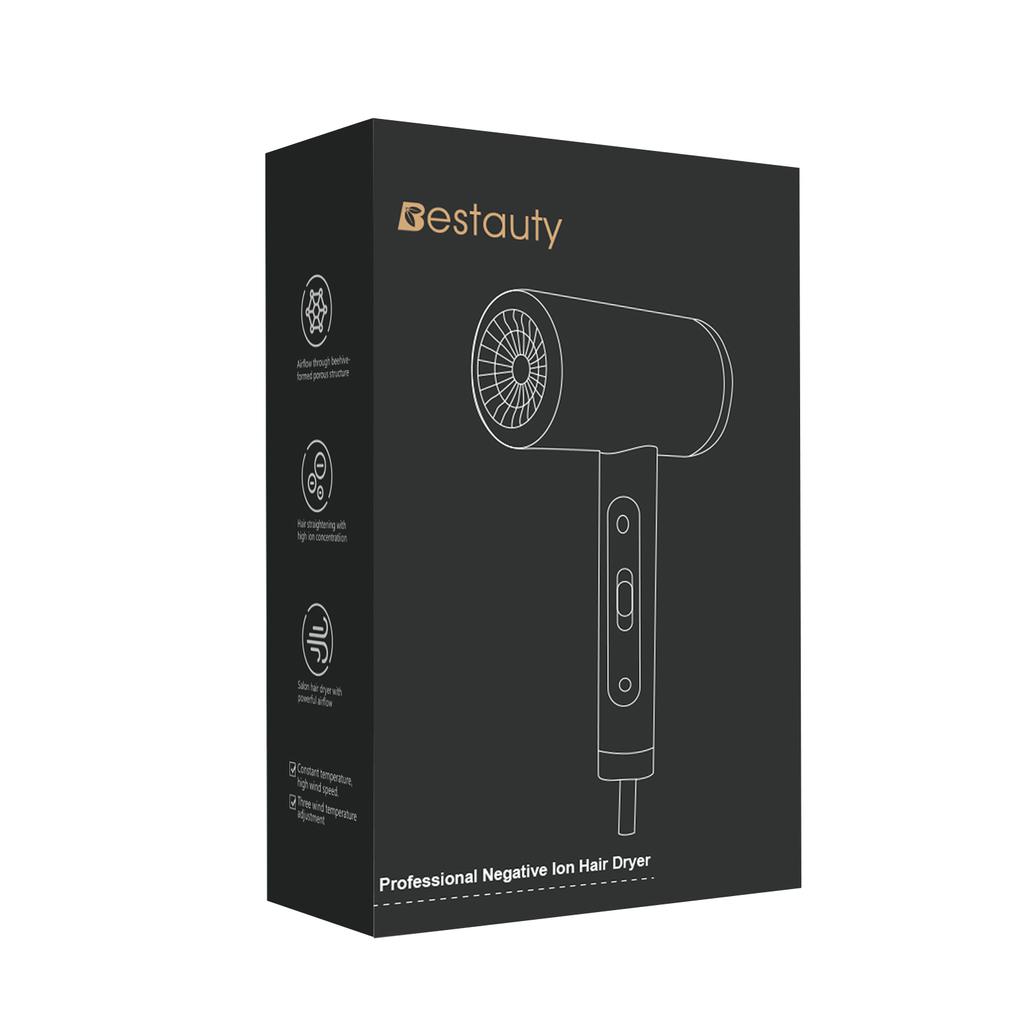 Suszarka do włosów z niebieskim ujemnym jonem, silnym wiatrem na zimno i ciepło + dysza + czepek do suszenia włosów, odpowiednia do włosów w hotelu