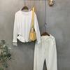 C S In The Room Mokku Ribbed Split bandIng Knit Wide pantS 4Color
