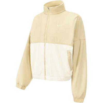 As W One Tf Flc Fz Nvty Gce Color Block Stand Collar Zip Comfortable Long Sleeve Jacket Women Jackets Brown HQ4874783