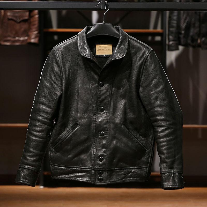 Einstein Jacket Fattened Plus Size Leather Leather Jacket Men's Locomotive Ami Kaji Goat Leather Jacket