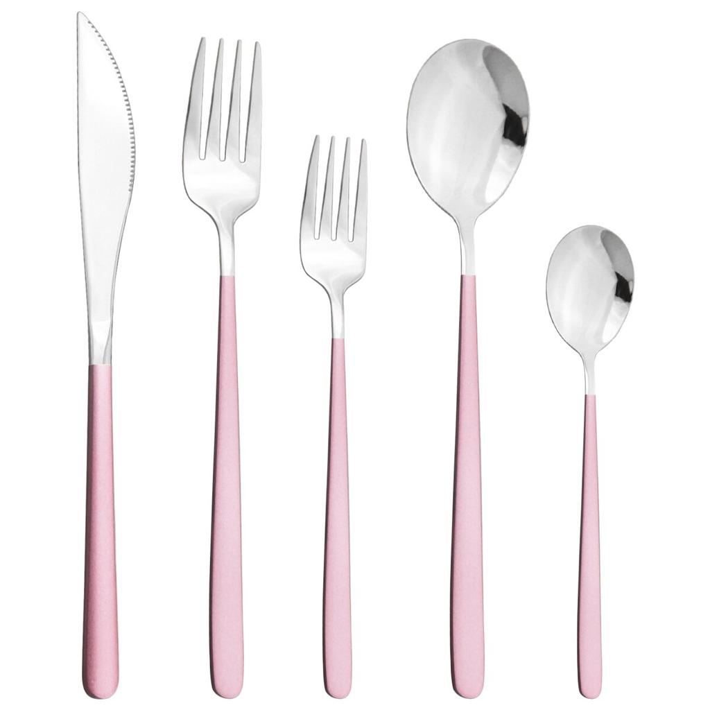 5Pcs Purple Dinnerware Set 18/10 Stainless Steel Cutlery Set Knife Dessert Fork Spoon Silverware Set Kitchen Party Tableware Set