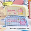 Girls Heart Canvas Pencil Case With Large Capacity And Lace Embroidery For School Supplies