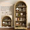 Moderner hoher Schrank in Bogenform mit Einlegeböden und Schublade - Vitrine mit höhenverstellbaren Regalen für Wohnzimmer, Arbeitszimmer, Esszimmer
