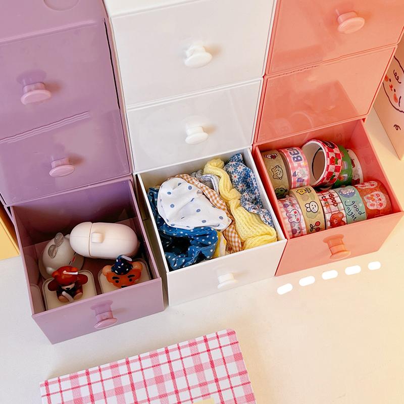 Cutie de Depozitare Pătrată Macaron pentru Birou Cutie de Depozitare Combinație Bloc de Construcție Cutie de Depozitare Cosmetice Bijuterii