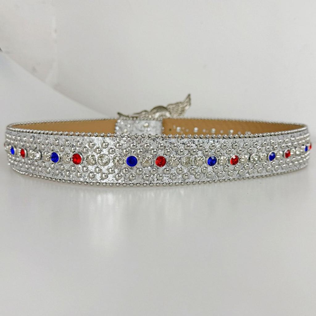 Punk Belt With Rhinestone Inlay For Women's Belt