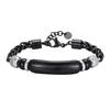 Vnox Natural Stone Tiger Eye Bar Beads Bracelets for Men, Adjustable Stainless Steel Wheat Chain Link Bracelet, Punk Jewelry