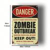 Zombie Outbreak Zone Metal Sign 8x12 Inch – Funny Vintage Tin Plate, Rustproof UV Resistant, 1pc