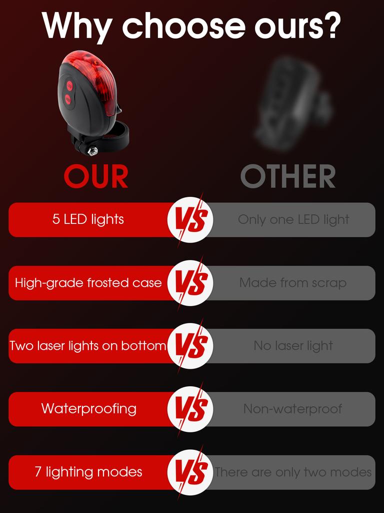 Bicycle Bike Led Lights Waterproof Cycling Taillight Safety Warning Taillight Mtb Bike Rear Tail Lights 2 Lasers 5 Led