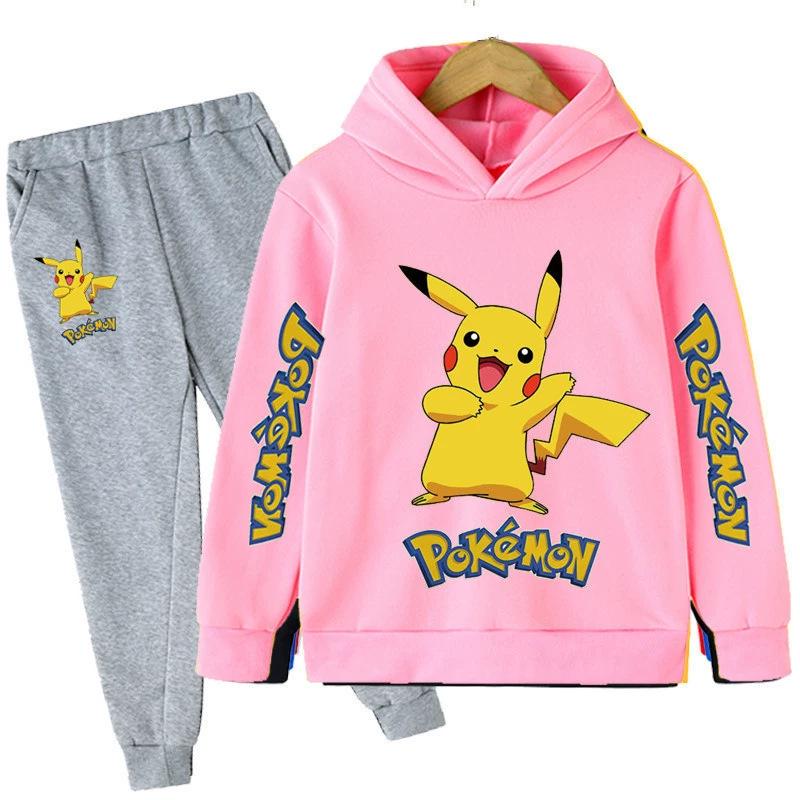 Unisex Anime Pikachu Hoodie Set for Kids - New Style