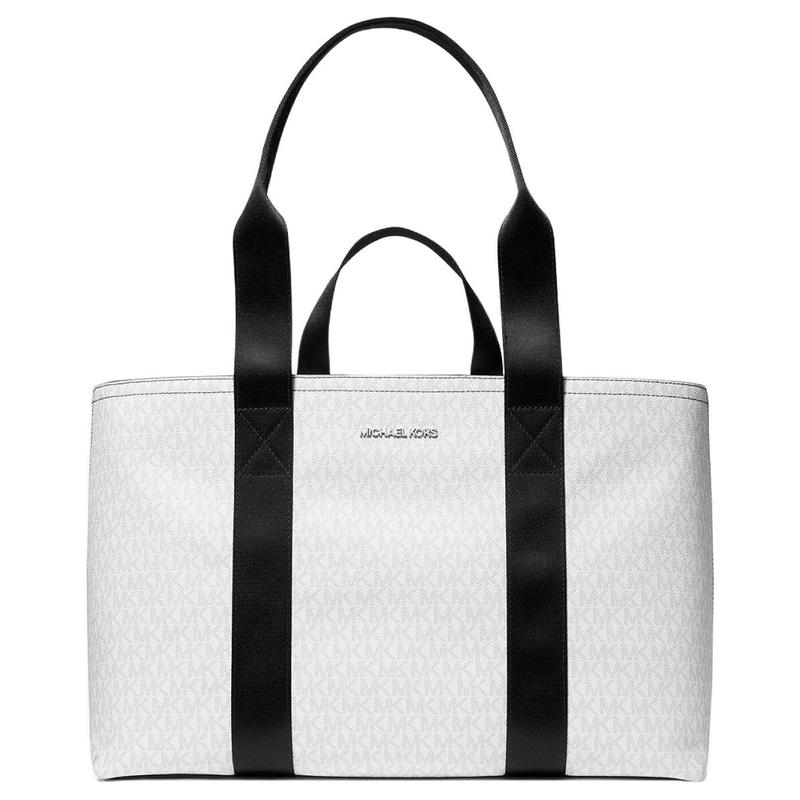 MICHAEL KORS COOPER brand logo coated canvas shoulder crossbody handbag men s white белый