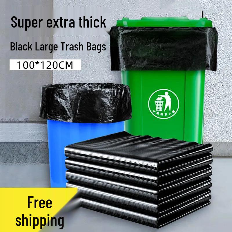 Heavy-Duty Black Disposable Plastic Bags for Outdoor Sanitation and Catering