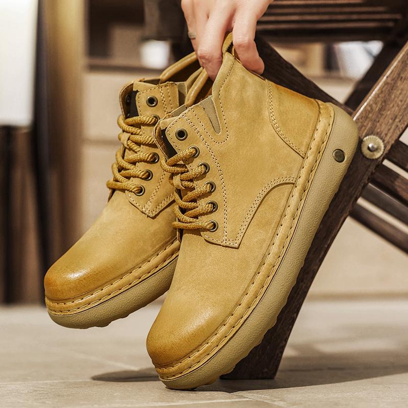 Men Boots Winter High Top Leather Shoes Fashion Shoes Fashion Ankle Boots Business Casual Outdoor Shoes Male Sneakers New