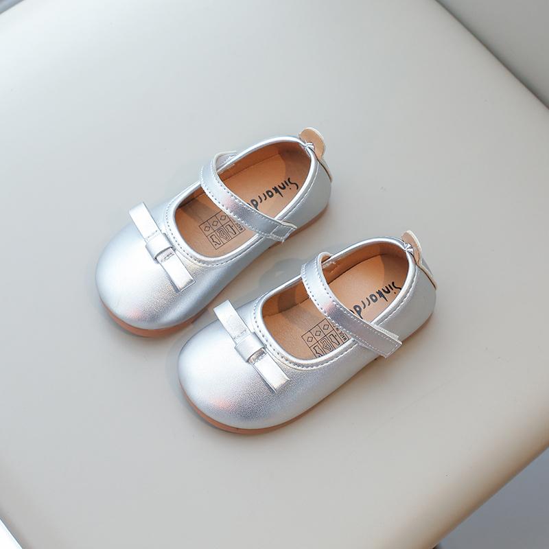 Chaussures en Cuir pour Petites Filles pour Fête de Mariage Légères Douces de Qualité avec Nœud Simple Mode Automne Chaussures Plates pour Enfants 21-34