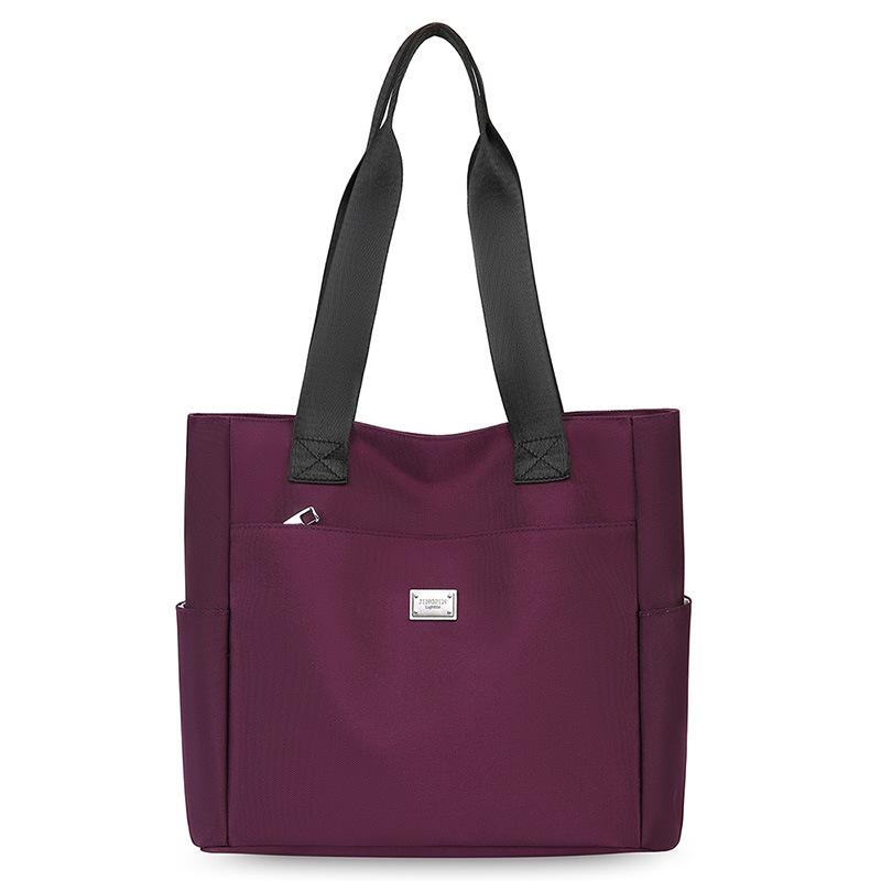 

Women’s Large Capacity Tote Bag Waterproof Nylon Shoulder Handbag Casual Travel Shopping Bag Multi Pocket Lightweight Commuter Tote Purse фиолетовый