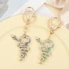 Keychain Pendant Sparkling Rhinestones Inlaid Zinc Alloy Snake Shape Key Chain Lightweight Car Bag Accessory
