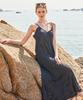 KOLEAT Layered Cooling Chiffon Marmont Shirred Strap Long Dress [Black]
