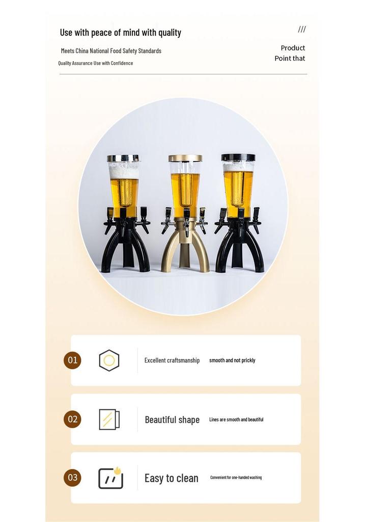 3L Lichtgevende Drie-Kops Likeur Dispenser met Kraan, Tapbier Vat voor Bars