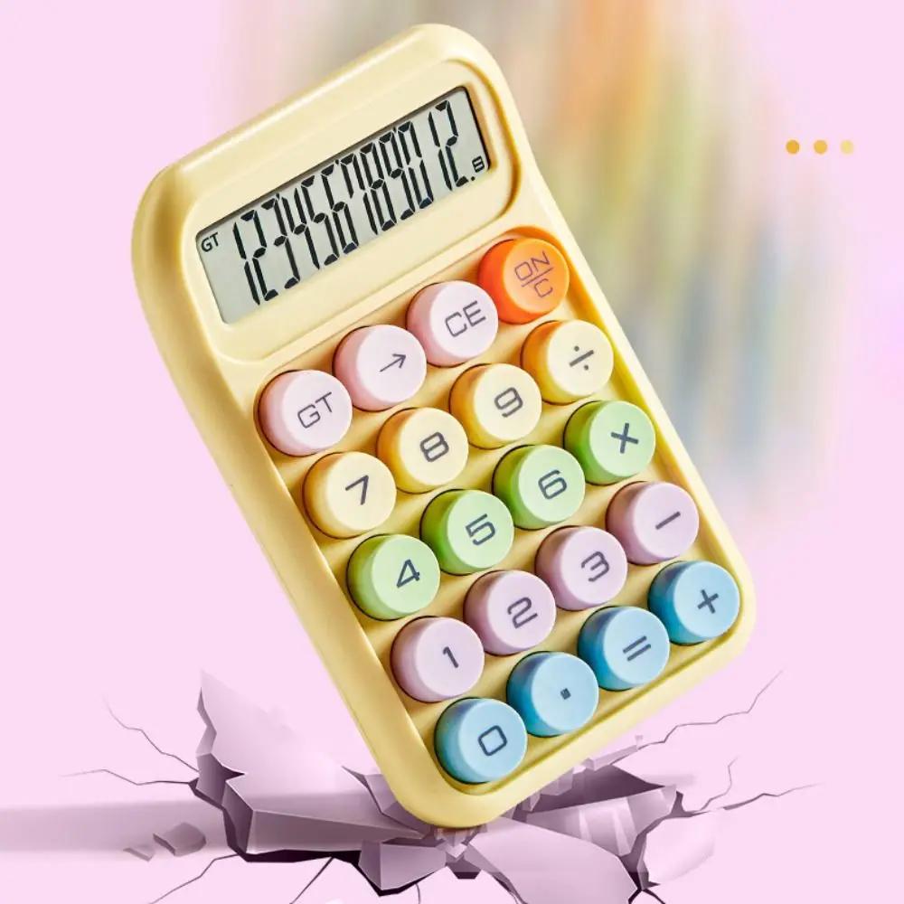 12-stelliger Süßigkeitenfarb-Taschenrechner Anti-Rutsch-Pad Mechanische Tastatur Arithmetik-Taschenrechner Langlebig Großer Bildschirm