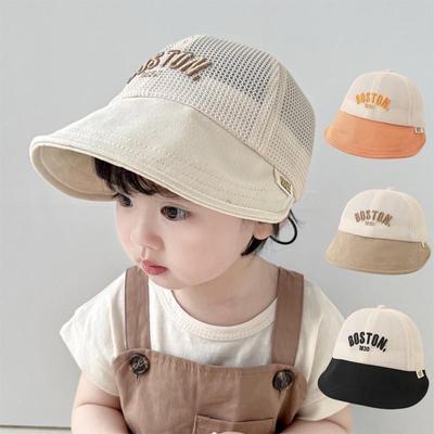 Summer Mesh Baby Baseball Cap Letter Embroidery Kids Sun Hat Breathable Wide Brim Boys Girls Travel Outdoor Beach Caps