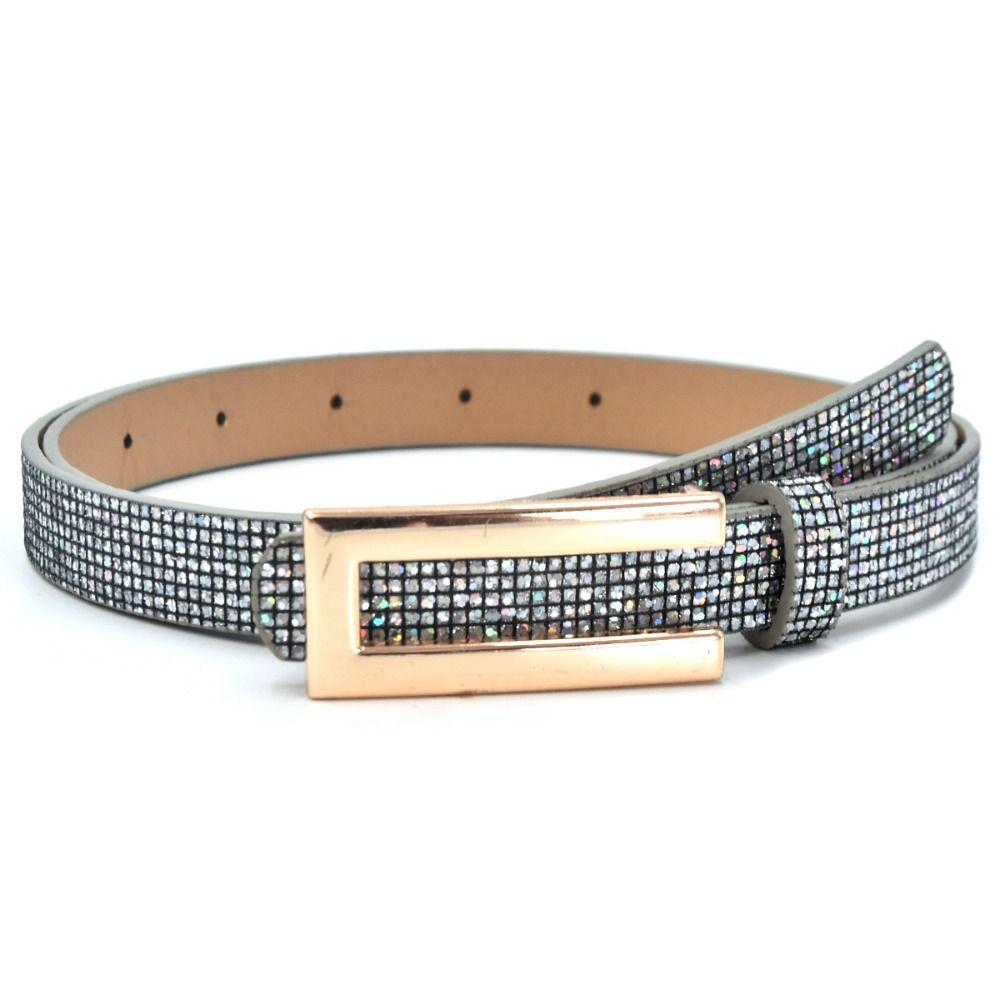 Bling Bling Funkelnder Strassgürtel Vielseitiges Luxusmarken-Design PU-Ledergürtel Glitzer Vintage Trendiger Taillengürtel