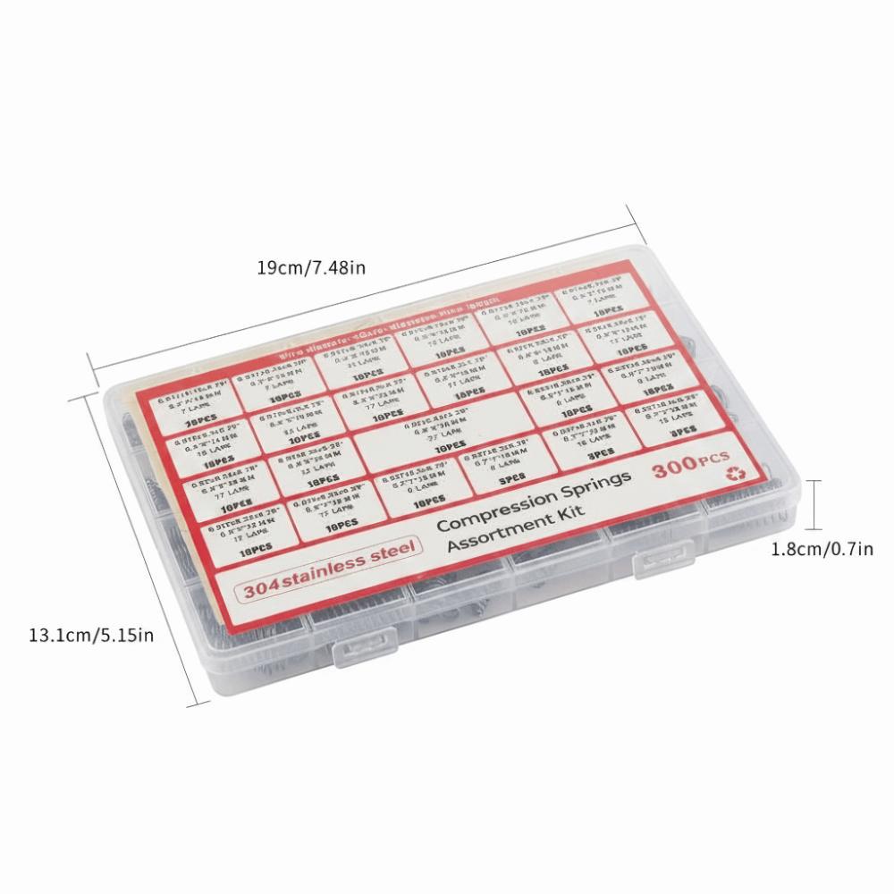 

300PCS Tension Spring Kit 304 Stainless Steel Spring Assortment Kit Hardware Applications 300PCS