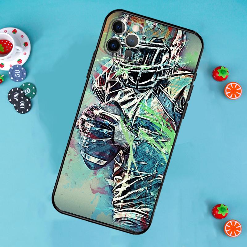 American football player sport Phone Case For iPhone 17 Air 16 15 14 13 11 12 Pro Max 13 12 mini 15 16 Plus 16e Cover Funda