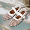 Fashion Beach Sandals Women Ladies Solid Colour Breathable Hollow Mesh Buckle Flat Bottom Large Size See-Through Casual Shoes For Women
