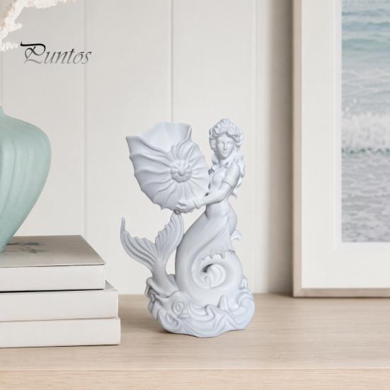 Artistic Ocean Themed Vase 3D Printed Mermaid Conch Storage Ornament, Mini Decorative Shell Desktop Organizer Flowerpot, Creative for Home Office