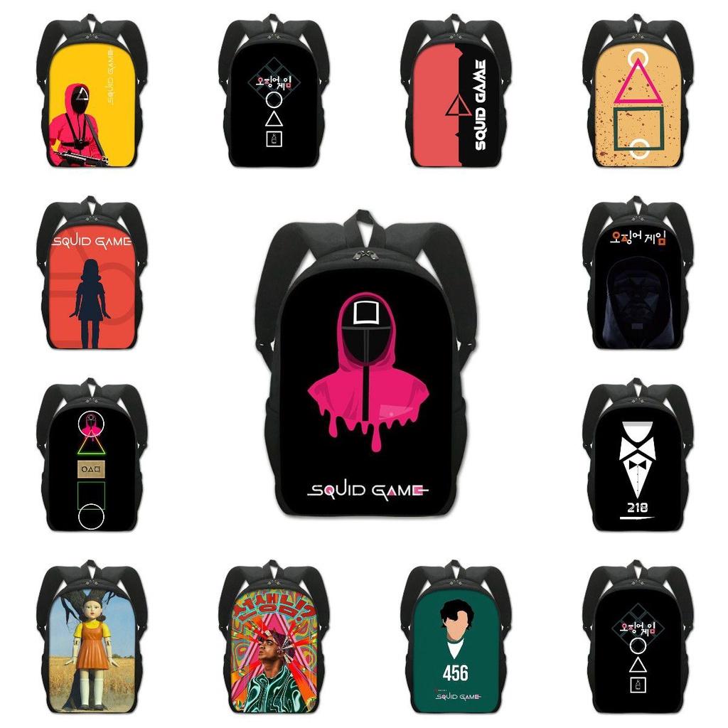 Squid Game Backpack Cartoon Schoolbag For Kids With Adjustable Shoulder Straps
