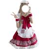 Plaid Maid Red and with Sexy and Cute Adult Dress with Socks [RPFLQ] Outfit, Black, Bow, Christmas, Cosplay, Halloween, Women's, Apron, Headband,