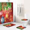 Christmas Home Shower Curtain Polyester Cloth Four-Piece Toilet Floor Mat Bathroom Non-Slip Door Mat Bedroom Carpet