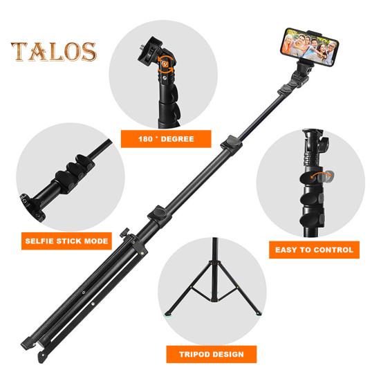 Cell Phone Tripod Foldable 1.6M with Remote Control 360 Degree Rotation Bracket Different Angle Filming Adjustable Height Camera Video Recording