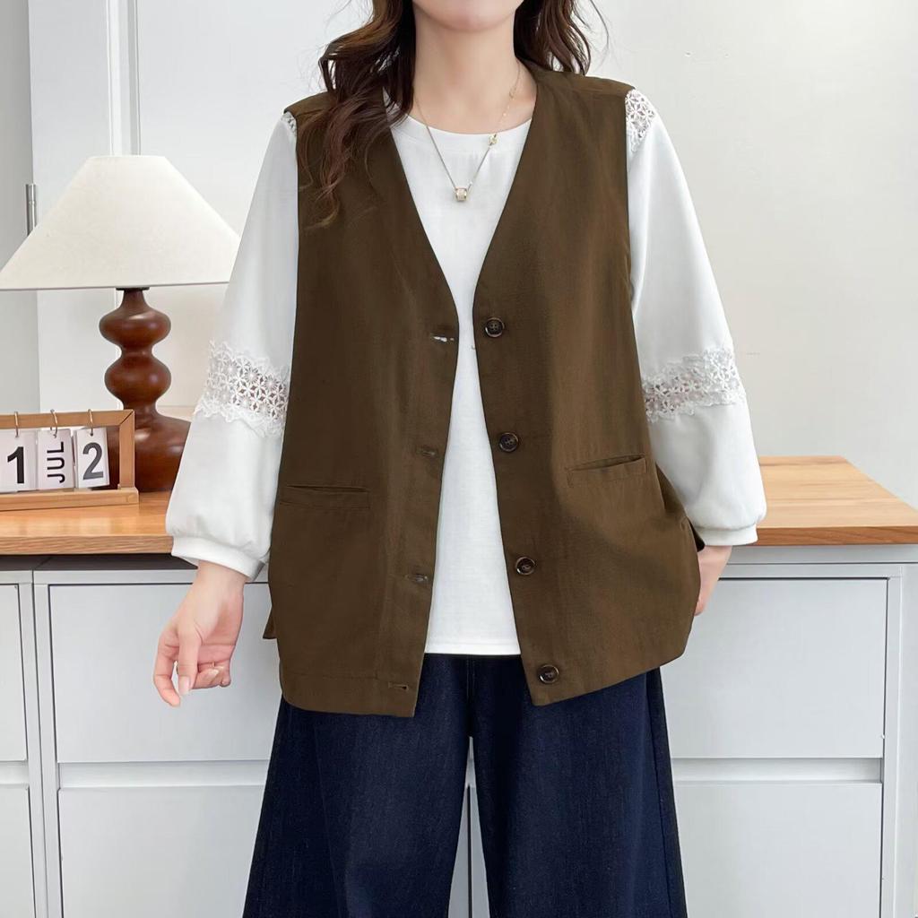 Plus Size Women's Slimming Vest Jacket 2026 - Trendy Casual Layering Shoulder Cape Outerwear for Workwear