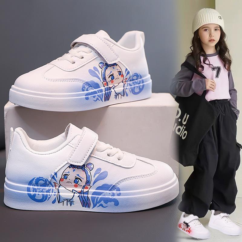Cartoon Children's Board Shoes Girls' Little White Shoes 2025 Spring and Autumn New Boys' Sports Shoes Medium and Older Children's Soft-soled Casual 