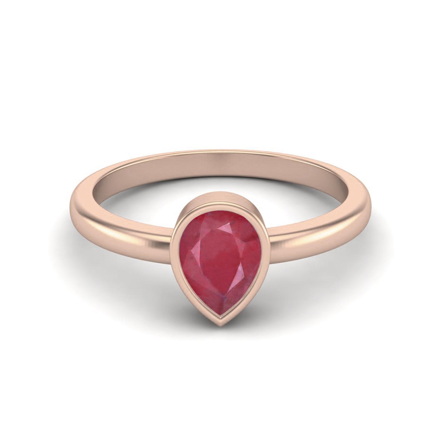 0.75 Cts Pear Shape Ruby 925 Sterling Silver Rose Vermeil Solitaire Engagement Women Ring 5
