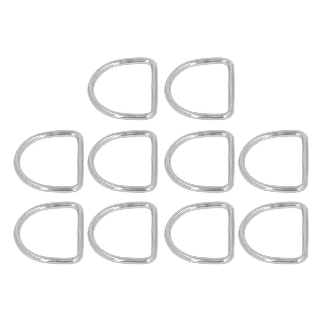 10Pcs 316 Stainless Steel D Rings 3mm Seamless Welding Half Round Rings Surfboard Kayak Accessories 25x18x3MM